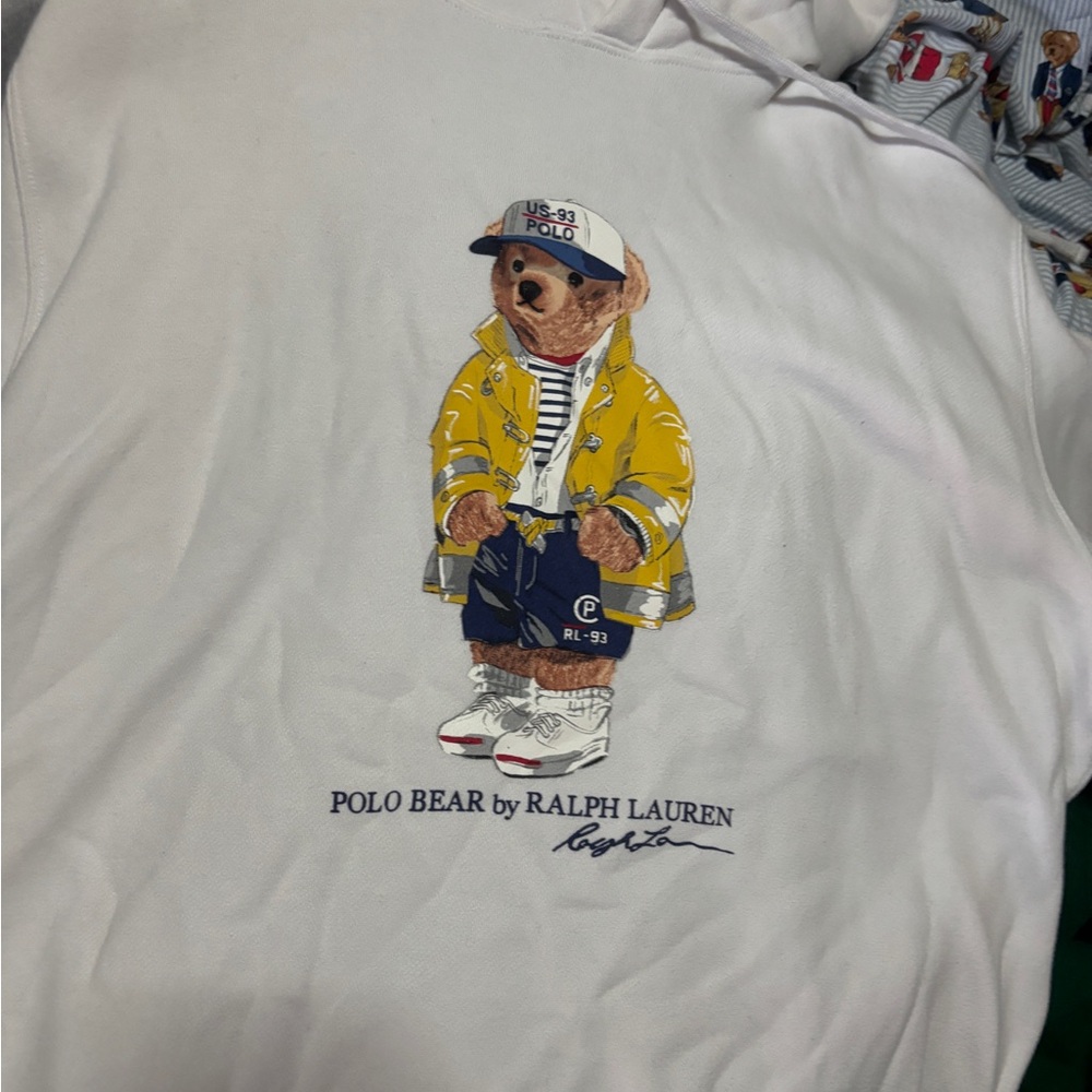 Ralph Lauren White Sweater with Polo Bear